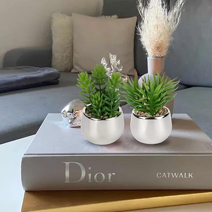 Artificial Silver Pot Plant: Lifelike Décor for Any Space