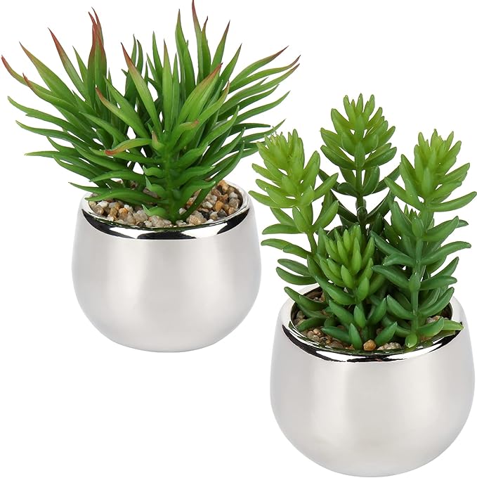 Artificial Silver Pot Plant: Lifelike Décor for Any Space